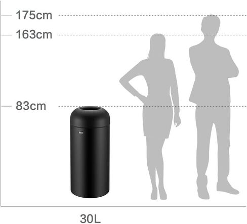 71 Liter / 18.8 Gallon Commercial Open Top Trash Can, Big Capacity, Brushed Stainless Steel (Black) in Saudi Arabia