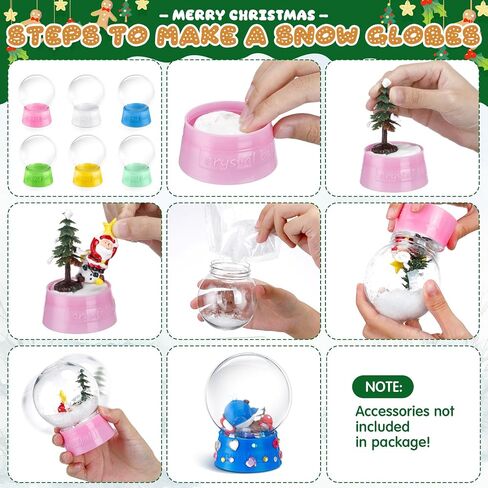 Mifoci 48 قطعة 4 بوصة لعيد الميلاد DIY كرة ثلجية شفافة قابلة للملء مع غطاء لولبي، كرات ثلجية فارغة لعيد الميلاد، كرة ثلج بلاستيكية لتخصيص الحرف اليدوية، مصنع عرض ديكور المنزل in Saudi Arabia