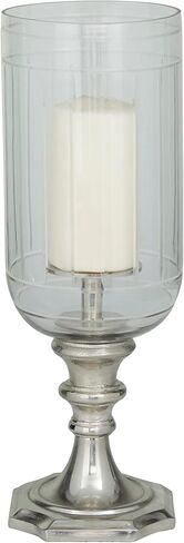 Deco 79 Aluminum Metal Hurricane Lamp Single Candle, 7" x 7" x 20", Gold in Saudi Arabia