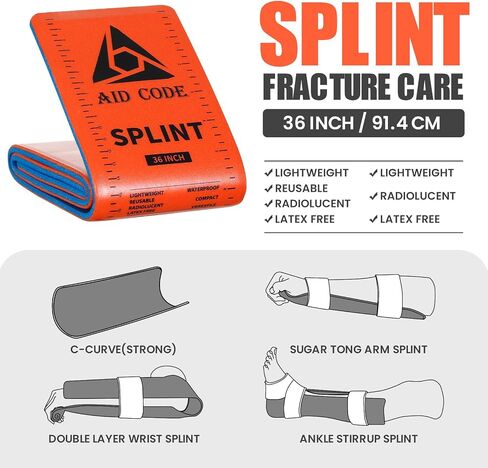 First Aid Splint 36" X 4.3",Emergency Splint Kit for Arm Leg Broken Bones Fracture,Ideal for Sports, Home, First Aid Refill and Pets (4 pack combo) in Saudi Arabia