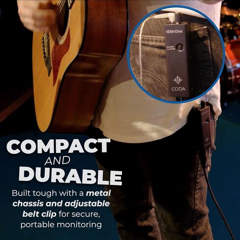 Coda Music Tech Personal in-Ear Monitor System - Ultra-Compact Headphone Amplifier with XLR and TRS Input - Mono, Dual Mono and Stereo Mix Panning - Sturdy Housing with Belt Clip in Saudi Arabia