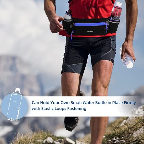 LotFancy Running Belt with Bottle Holder, Hydration Belt for Women Men, Fuel Marathon Waist Pouch for Runners, Reflective Fanny Pack for Any Phone Size in Saudi Arabia