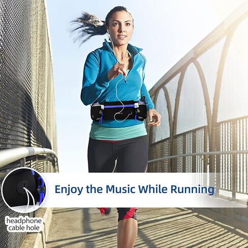 LotFancy Running Belt with Bottle Holder, Hydration Belt for Women Men, Fuel Marathon Waist Pouch for Runners, Reflective Fanny Pack for Any Phone Size in Saudi Arabia