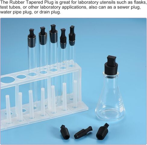 MECCANIXITY خيط مطاطي مدبب إدراج المكونات M20 أنابيب اختبار Bungs سدادة سوداء للمنزل المختبر 5 قطع in Saudi Arabia