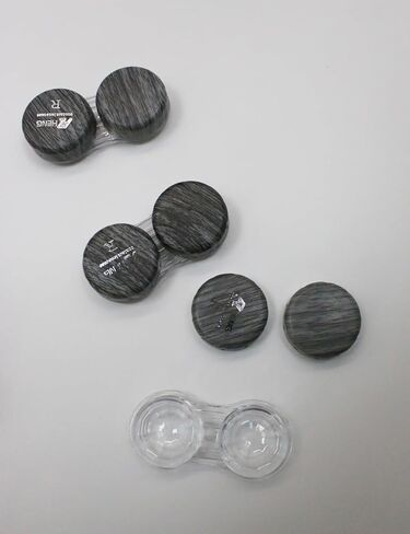 Gray Contact Lens Case - Dual Case with Leather Ring, Leak-Proof and Portable in Kuwait