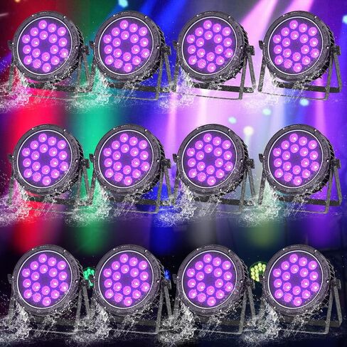 أضواء المسرح RGBW LED Par Light فائقة السطوع 18X10W IP65 مقاومة للماء عن بعد وDMX الصوت المنشط التشغيل التلقائي Uplights لحفلات الزفاف في الهواء الطلق وأعياد الميلاد وعروض الموسيقى وحفلات الرقص وإضاءة المسرح (حزمة واحدة) in Saudi Arabia