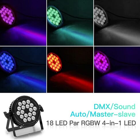 أضواء المسرح RGBW LED Par Light فائقة السطوع 18X10W IP65 مقاومة للماء عن بعد وDMX الصوت المنشط التشغيل التلقائي Uplights لحفلات الزفاف في الهواء الطلق وأعياد الميلاد وعروض الموسيقى وحفلات الرقص وإضاءة المسرح (حزمة واحدة) in Saudi Arabia