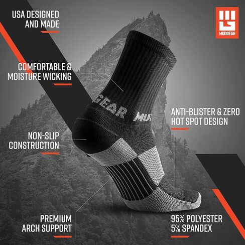 Crew Length Hiking Socks - Mid-Calf Trekking Socks - Non-Wool Wilderness Hiking Socks - Men and Women - 2-Pack in Saudi Arabia