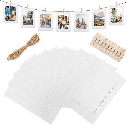 10 قطع ديكور منزلي أبيض، صورة ورقية مقاس 4 × 6 بوصة، ألبوم إطار تعليق للصور الجدارية DIY + حبل + مجموعة مشابك رائعة للمنزل، والحفلات، والمكتب، وديكور الحفلات، وإطارات صور ورقية مقاس 10 × 15 سم in Kuwait