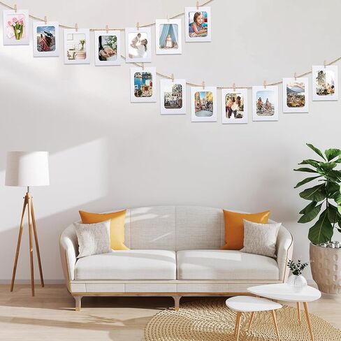10 قطع ديكور منزلي أبيض، صورة ورقية مقاس 4 × 6 بوصة، ألبوم إطار تعليق للصور الجدارية DIY + حبل + مجموعة مشابك رائعة للمنزل، والحفلات، والمكتب، وديكور الحفلات، وإطارات صور ورقية مقاس 10 × 15 سم in Kuwait