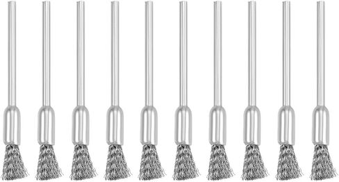 uxcell Mini Wire Cup Brush Brass Plated Crimped Steel 5 X 11mm with 2.35mm Shank 10 Pcs in Saudi Arabia