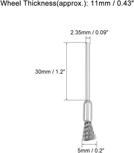 uxcell Mini Wire Cup Brush Brass Plated Crimped Steel 5 X 11mm with 2.35mm Shank 10 Pcs in Saudi Arabia