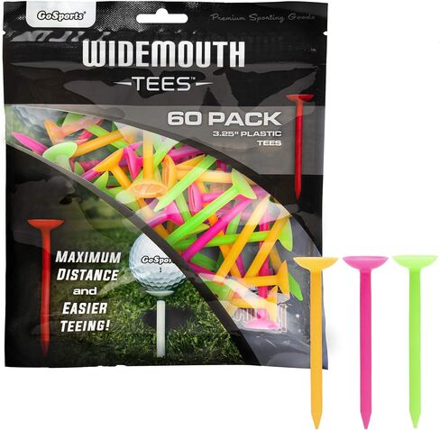 GoSports 3.25" Widemouth Tees Plastic Golf Tees, 60 Tee Player’s Pack - Max Distance and Easier Teeing in Saudi Arabia