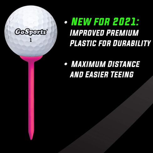 GoSports 3.25" Widemouth Tees Plastic Golf Tees, 60 Tee Player’s Pack - Max Distance and Easier Teeing in Saudi Arabia