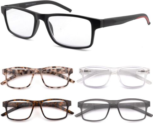 Blue Light Reading Glasses for Men Women Spring Hinge 5 Pack Computer Readers Rectangular Frame Eyeglasses in Saudi Arabia