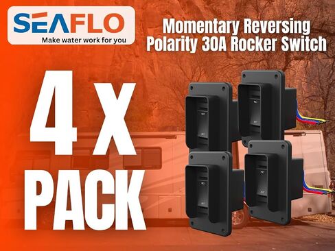 SEAFLO Momentary Reversing Polarity 30A Rocker Switch 4 Pin for Stabilizer Toung Jack RV Leveling or Ballast Pump Control Motor UP Down (2-Pack) in Saudi Arabia