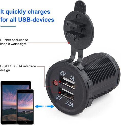 WATERWICH Marine Car Boat 4 Gang Rocker Switch Panel with Dual USB Charger Slot & Cigarette Lighter Socket for RV Vehicle Truck Yacht in Saudi Arabia