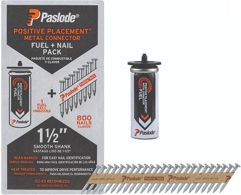 Paslode - موصل معدني للوقود الإيجابي ومجموعة أظافر مجلفنة، 650923، مقاس 1.5 بوصة × .131، وخلية وقود واحدة و800 مسمار in Kuwait