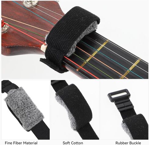 3pcs Bass Guitar String Mute Damper Adjustable Guitar String Cover Belt Cotton Bass Guitar Fret Wrap Mute for 4 String, 6 String Electric Guitar Instruments, Musical Instrument Accessories, Black in Saudi Arabia