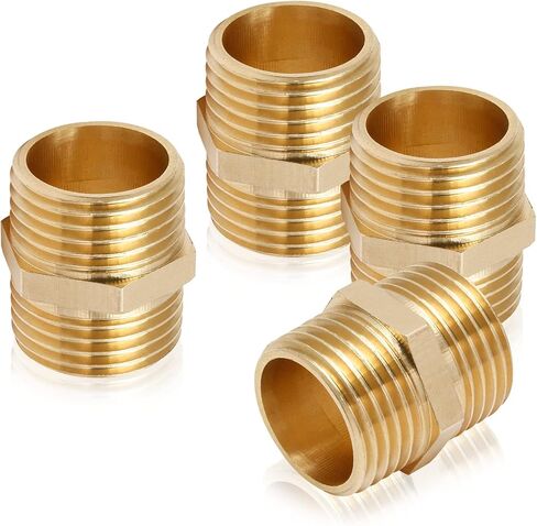 4 PCS 1/2 NPT x 1/2 NPT Male Thread, Brass Heavy Duty Threaded Nipple, Pipe Adapter Fittings in Saudi Arabia