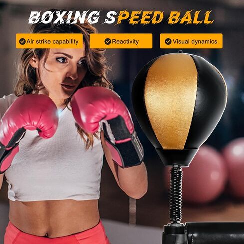 Universal Thick Leather Boxing Speed Ball Universal 8mm Screw -Black Golden in Saudi Arabia