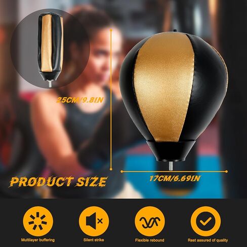 Universal Thick Leather Boxing Speed Ball Universal 8mm Screw -Black Golden in Saudi Arabia