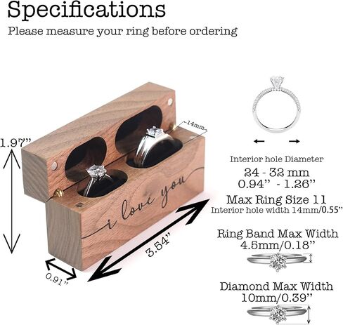 Wedding Ring Box – Slim Vintage Wooden Ring Box for Proposal Engagement Ceremony – Double Engraved Rustic Ring Bearer Box Anniversary Birthday Gift (And The Two Shall Become One) in Saudi Arabia