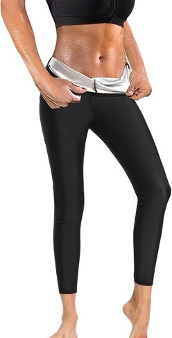 NonEcho Women Sauna Sweat Pants Training Leggings Compression Yoga Running Capri Pants Workout Hot Thermo Body Shape in Saudi Arabia