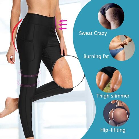 NonEcho Women Sauna Sweat Pants Training Leggings Compression Yoga Running Capri Pants Workout Hot Thermo Body Shape in Saudi Arabia