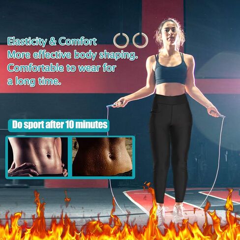 NonEcho Women Sauna Sweat Pants Training Leggings Compression Yoga Running Capri Pants Workout Hot Thermo Body Shape in Saudi Arabia