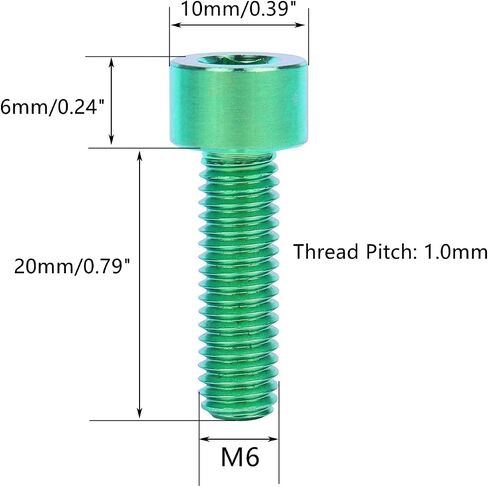 4 قطعة مسمار تيتانيوم Ti برغي M6x10 16 18 20 25 30 35 مللي متر عمود ألين سداسي الترباس (أخضر، M6x20mm) in Kuwait