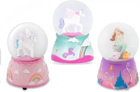 Elanze Designs Magical Fairytale Pink 80MM Sturdy Polyresin Wind Up Musical Glitter Water Snow Globe Whimsical Tabletop Dresser Nightstand Figurine Decorations Set of 3 in Saudi Arabia