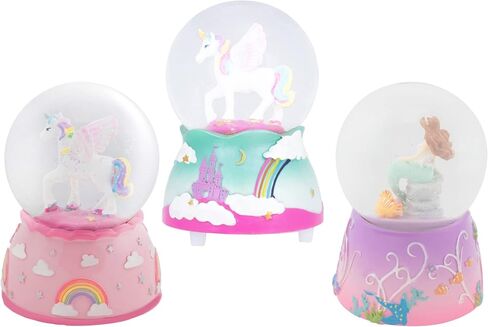 Elanze Designs Magical Fairytale Pink 80MM Sturdy Polyresin Wind Up Musical Glitter Water Snow Globe Whimsical Tabletop Dresser Nightstand Figurine Decorations Set of 3 in Saudi Arabia