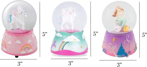 Elanze Designs Magical Fairytale Pink 80MM Sturdy Polyresin Wind Up Musical Glitter Water Snow Globe Whimsical Tabletop Dresser Nightstand Figurine Decorations Set of 3 in Saudi Arabia