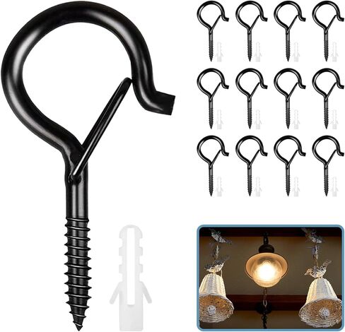 12 قطعة من خطافات Q-Hanger الخارجية مع مشبك أمان، وخطافات إضاءة سلسلة مضادة للصدأ، ومسامير خطاف للخرسانة، وسلك خارجي، وأضواء عيد الميلاد المعلقة، ودقات الرياح، والنباتات (أسود) in Kuwait