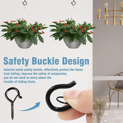 12 قطعة من خطافات Q-Hanger الخارجية مع مشبك أمان، وخطافات إضاءة سلسلة مضادة للصدأ، ومسامير خطاف للخرسانة، وسلك خارجي، وأضواء عيد الميلاد المعلقة، ودقات الرياح، والنباتات (أسود) in Kuwait