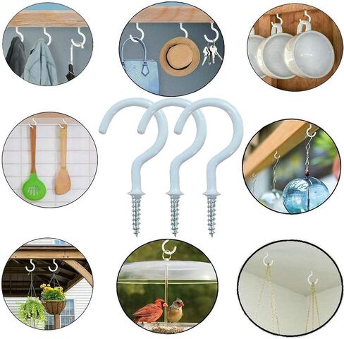 Pack of 40 Utility 1-1/2 inch Ceiling Hooks Vinyl Coated Screw-in Wall Hooks Plant Hooks Hangers Kitchen Hooks Cup Hooks for Indoor & Outdoor Use (White) in Saudi Arabia