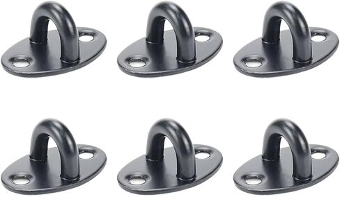 6Pcs Stainless Steel Ceiling Hooks with Screws and Plastic Anchors,Ceiling Hooks Pad Eyes Plate Marine Hardware Hooks,Black in Kuwait