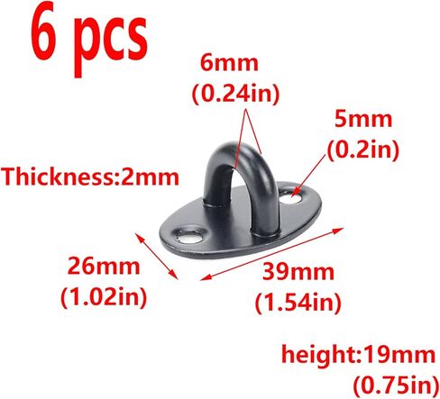 6Pcs Stainless Steel Ceiling Hooks with Screws and Plastic Anchors,Ceiling Hooks Pad Eyes Plate Marine Hardware Hooks,Black in Kuwait