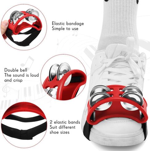4 Pcs Foot Tambourine Percussion Musical Instrument Percussion Shoe Tambourines for Adults Percussion Pedal with Metal Bells for Drum and Guitar Playing with Elastic Strap for Adults(Multicolor) in Saudi Arabia