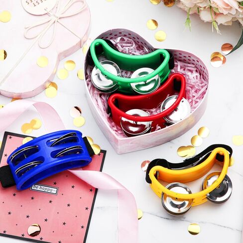 4 Pcs Foot Tambourine Percussion Musical Instrument Percussion Shoe Tambourines for Adults Percussion Pedal with Metal Bells for Drum and Guitar Playing with Elastic Strap for Adults(Multicolor) in Saudi Arabia