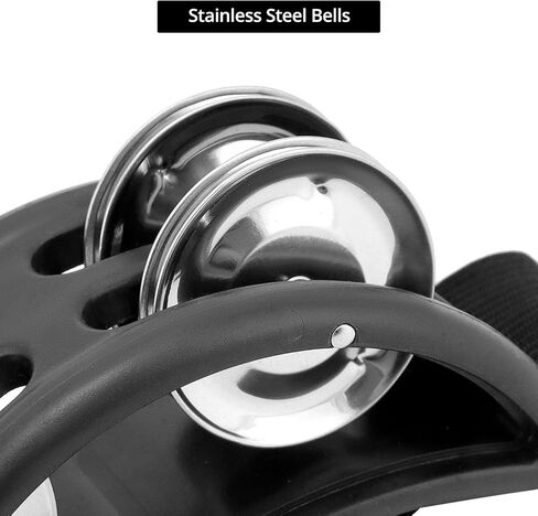 QWORK Tambourine Jinglers (4PCS) - Foot Percussion ​with Steel Jingle Bells, with Elastic Strap for Easy Use - Suitable for Various Musical Instruments and Events in Saudi Arabia