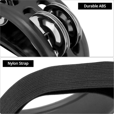 QWORK Tambourine Jinglers (4PCS) - Foot Percussion ​with Steel Jingle Bells, with Elastic Strap for Easy Use - Suitable for Various Musical Instruments and Events in Saudi Arabia