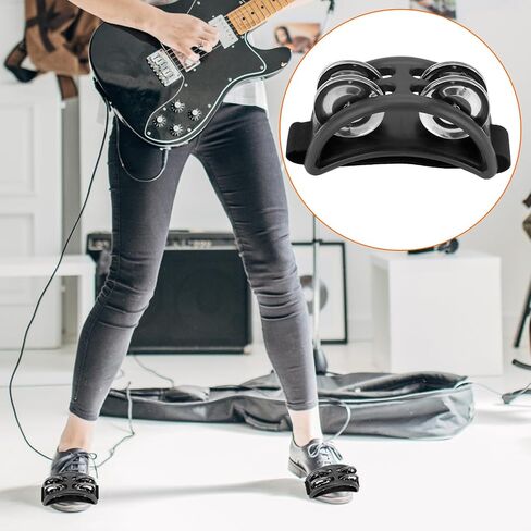 QWORK Tambourine Jinglers (4PCS) - Foot Percussion ​with Steel Jingle Bells, with Elastic Strap for Easy Use - Suitable for Various Musical Instruments and Events in Saudi Arabia