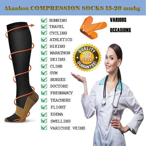 Copper Compression Socks for Women Men 6 Pairs, 15-20mmHg, Best for Athletic, Nurse, Travel, Running in Saudi Arabia