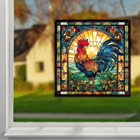 نافذة الديك الشنق الاكريليك الديك suncatcher لوحات الزجاج الملون جدار ديكور للداخلية، هدية مثالية لبيت جديد ديكور المنزل لأمي الجدة زوجة المعلم in Saudi Arabia