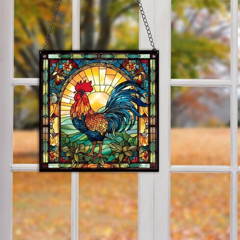 نافذة الديك الشنق الاكريليك الديك suncatcher لوحات الزجاج الملون جدار ديكور للداخلية، هدية مثالية لبيت جديد ديكور المنزل لأمي الجدة زوجة المعلم in Saudi Arabia