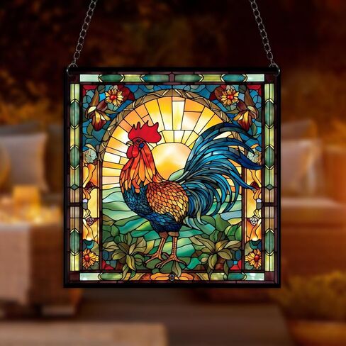 نافذة الديك الشنق الاكريليك الديك suncatcher لوحات الزجاج الملون جدار ديكور للداخلية، هدية مثالية لبيت جديد ديكور المنزل لأمي الجدة زوجة المعلم in Saudi Arabia