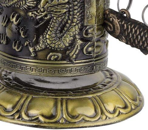 Feng Shui Desktop Decoration, Small Vintage Dragon Bell Carved Bronze Dragon Lock Bell Ornament Arts Crafts Collectibles Chinese Feng Shui Decorative Ornaments in Saudi Arabia
