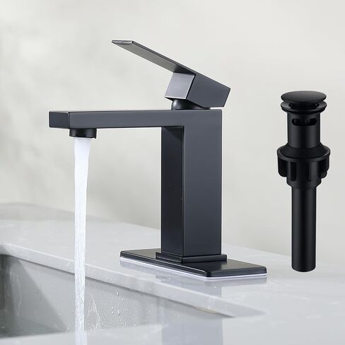 صنبور الحمام الأسود، صنبور حوض الحمام، صنبور ثقب واحد 【جميع الفولاذ المقاوم للصدأ SUS304 】مقبض واحد، صنابير الغرور ذات فتحة واحدة لحوض الحمام، صنبور حمام أسود غير لامع بدون رصاص، SF3-BK in Kuwait